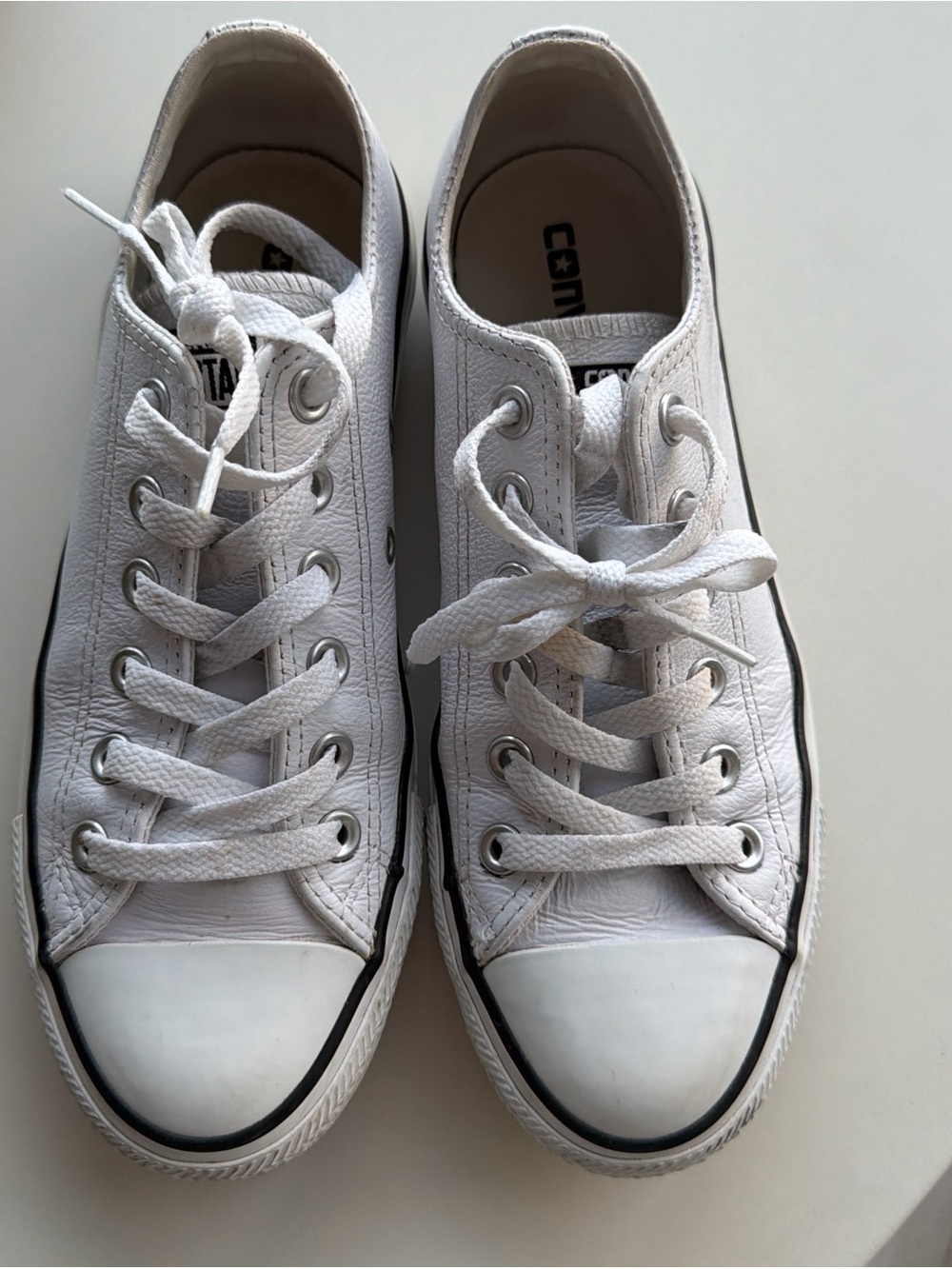 White Leather Converse Chuck Taylor Low Top Sneakers